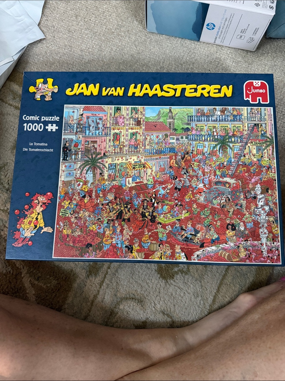 Jan van Haasteren La Tomatina 1000-Piece Puzzle - Blue Box